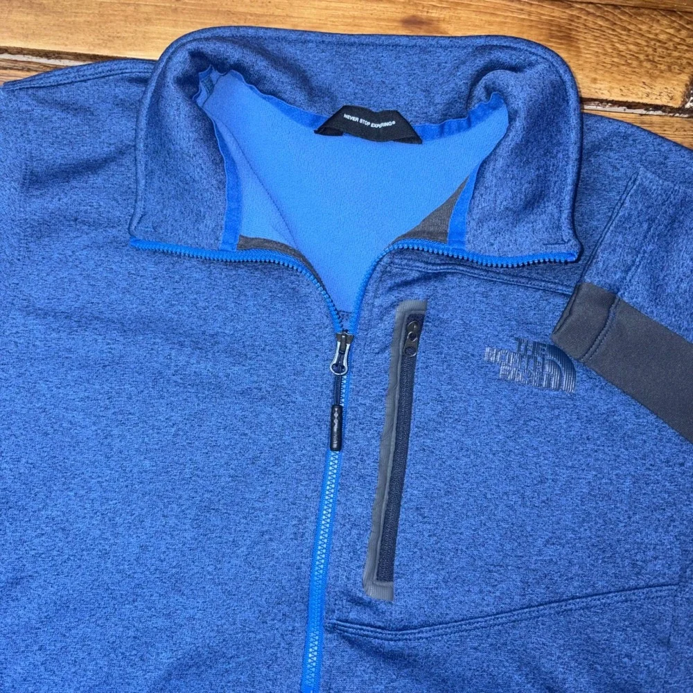 The North Face Quarter Zip Pullover Mens Large Blue Heathered Outdoor Athleisure
